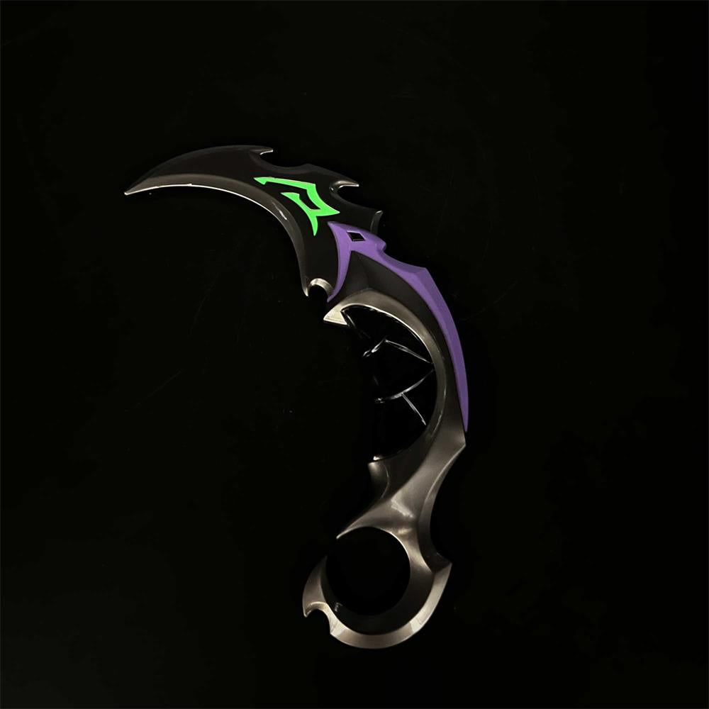 Réplique Métal Karambit Reaver – Lame Émoussée Luminescente (Valorant)