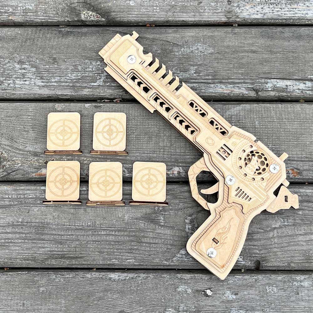 3D Gun Puzzle Wooden Rubber Band Gun Model Kit