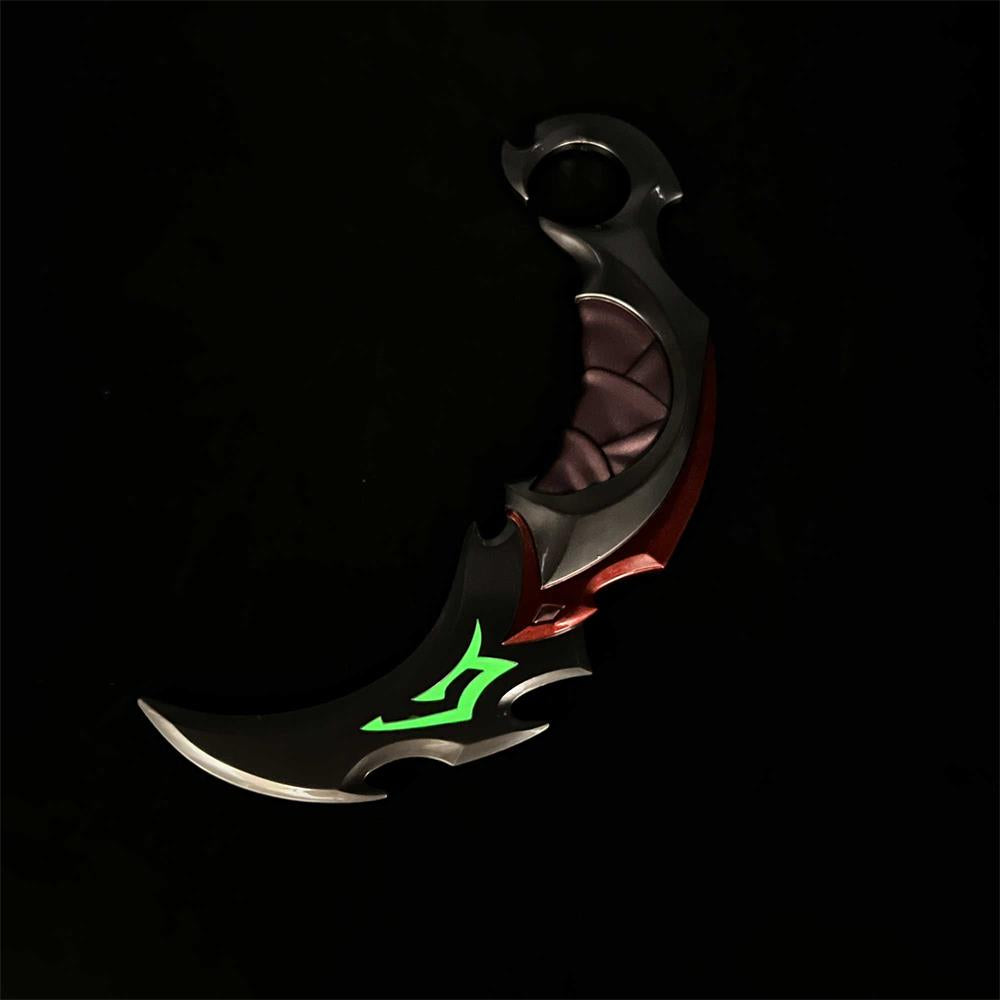 Réplique Métal Karambit Reaver – Lame Émoussée Luminescente (Valorant)