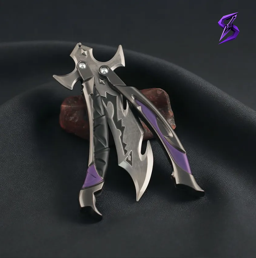 Couteau papillon Reaver 3.0, cadre métallique gunmetal, vue de profil