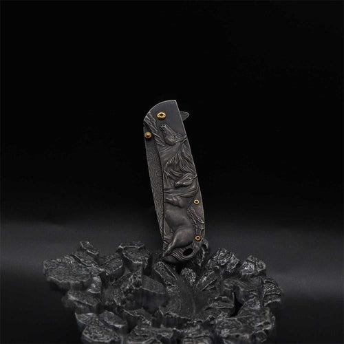 3D Horse Sculpture Folding Knife