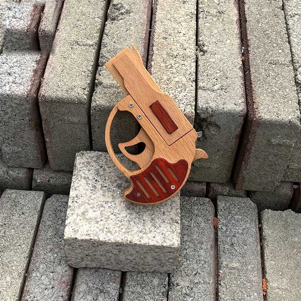 Solid Wood Mini Revolver Rubber Band Gun