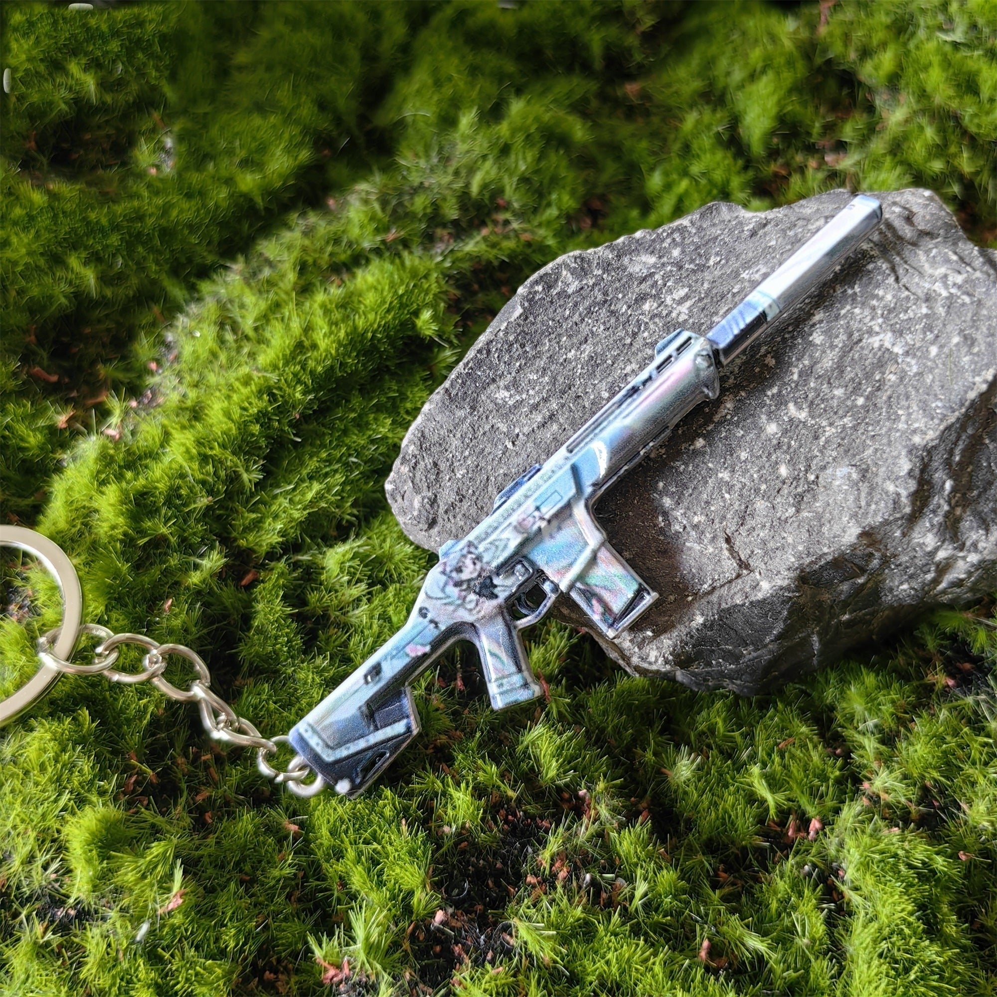 Val Mini 9 Lives Phantom Gun Metal Keychain