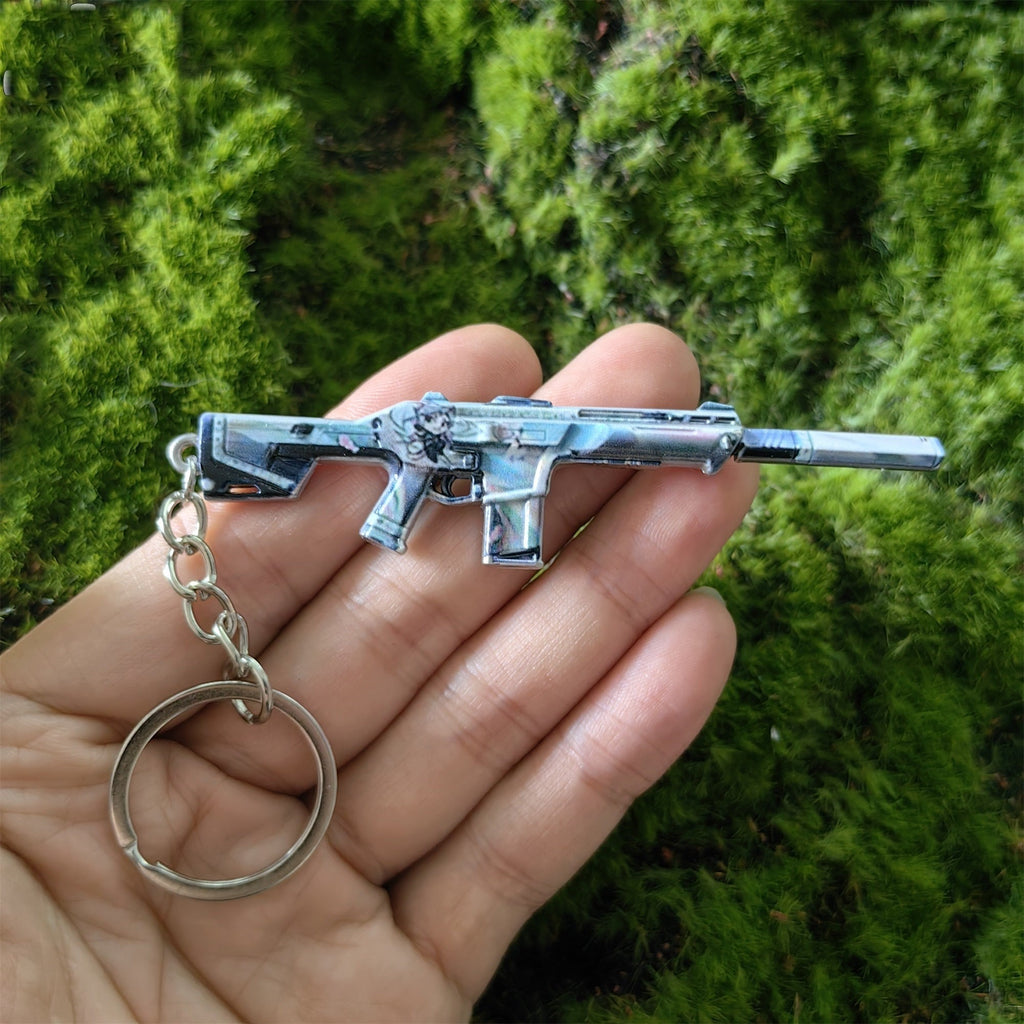 Val Mini 9 Lives Phantom Gun Metal Keychain