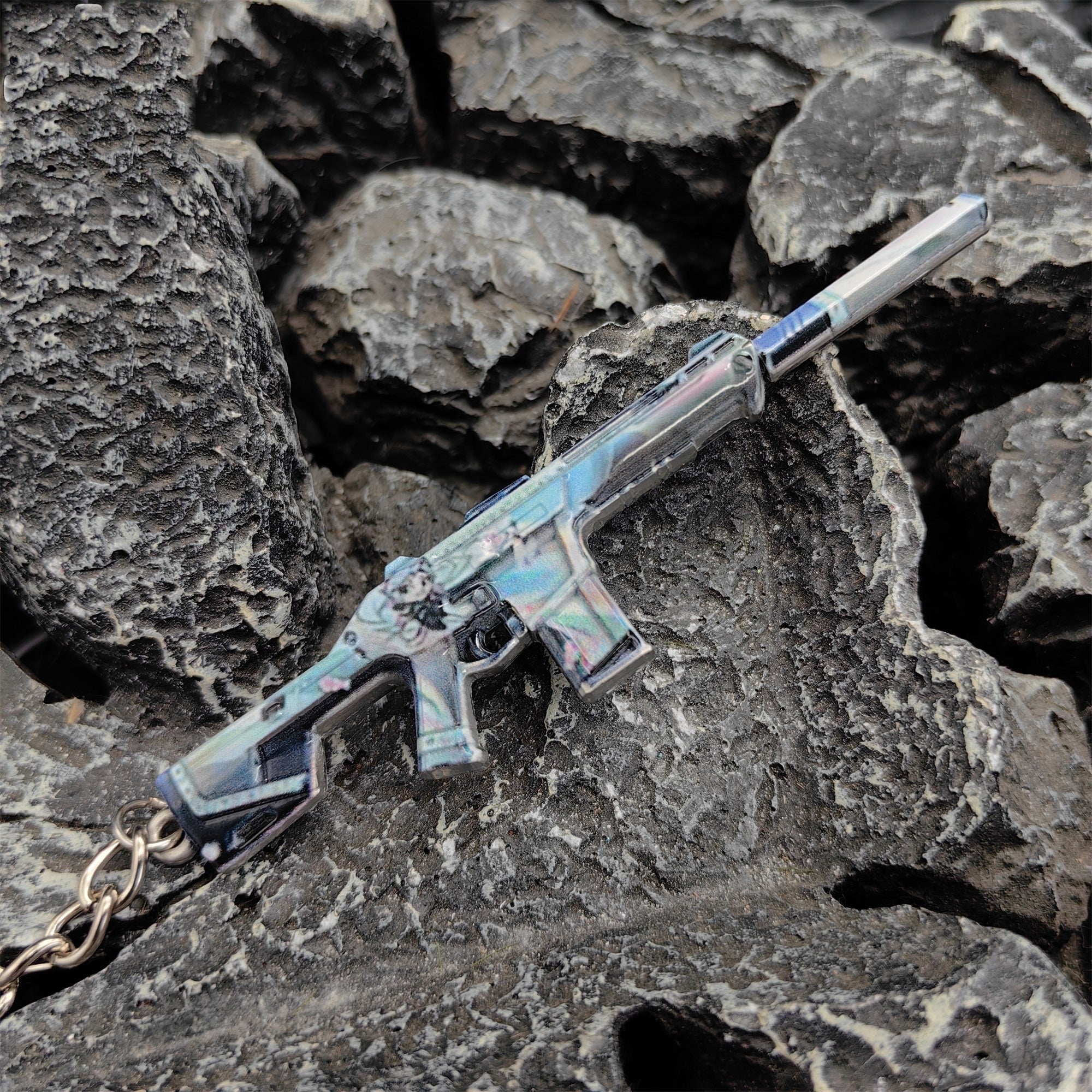 Val Mini 9 Lives Phantom Gun Metal Keychain