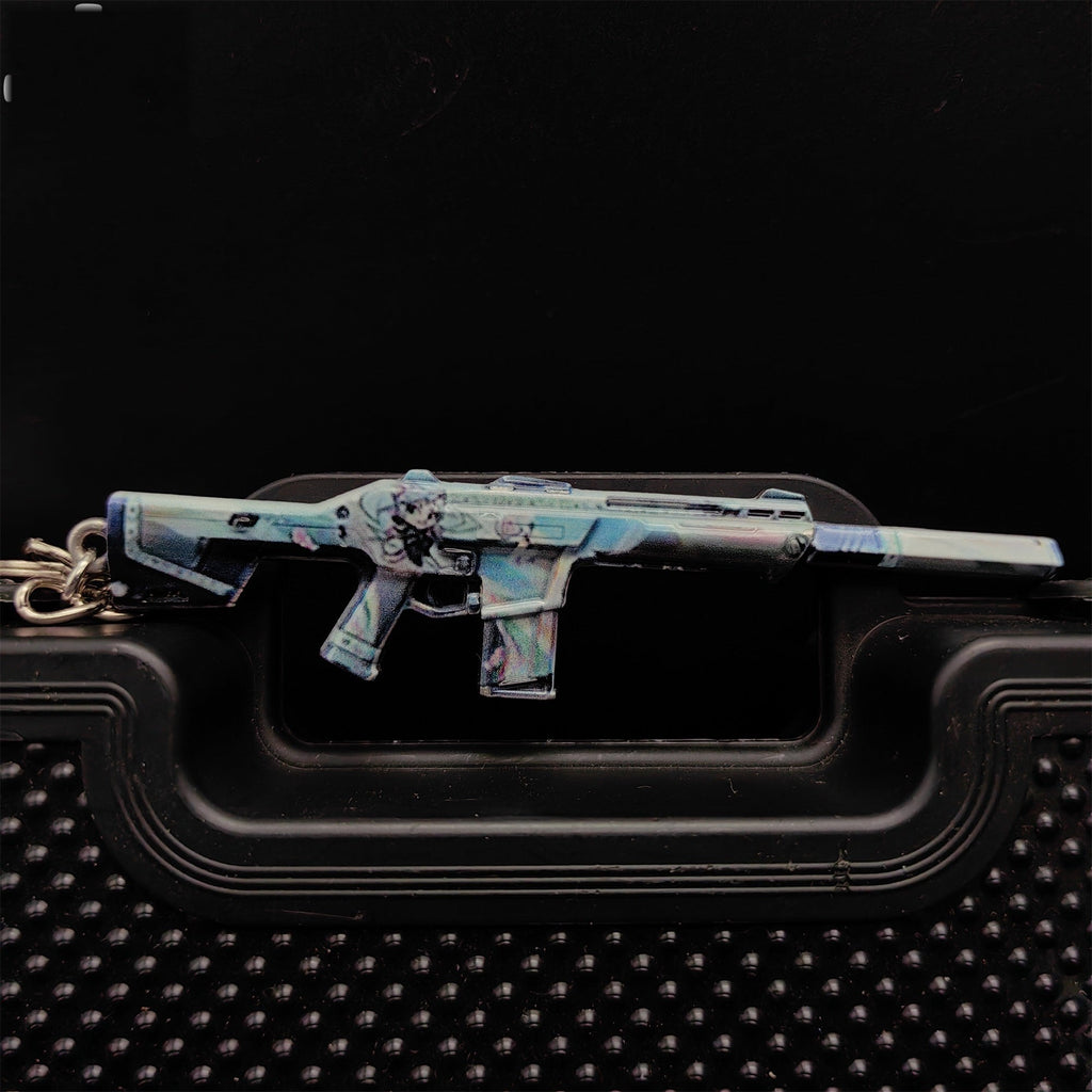 Val Mini 9 Lives Phantom Gun Metal Keychain