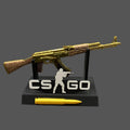 Mini AK-47 Gold Arabesque Metal Model CS2 Game Skin Collectible