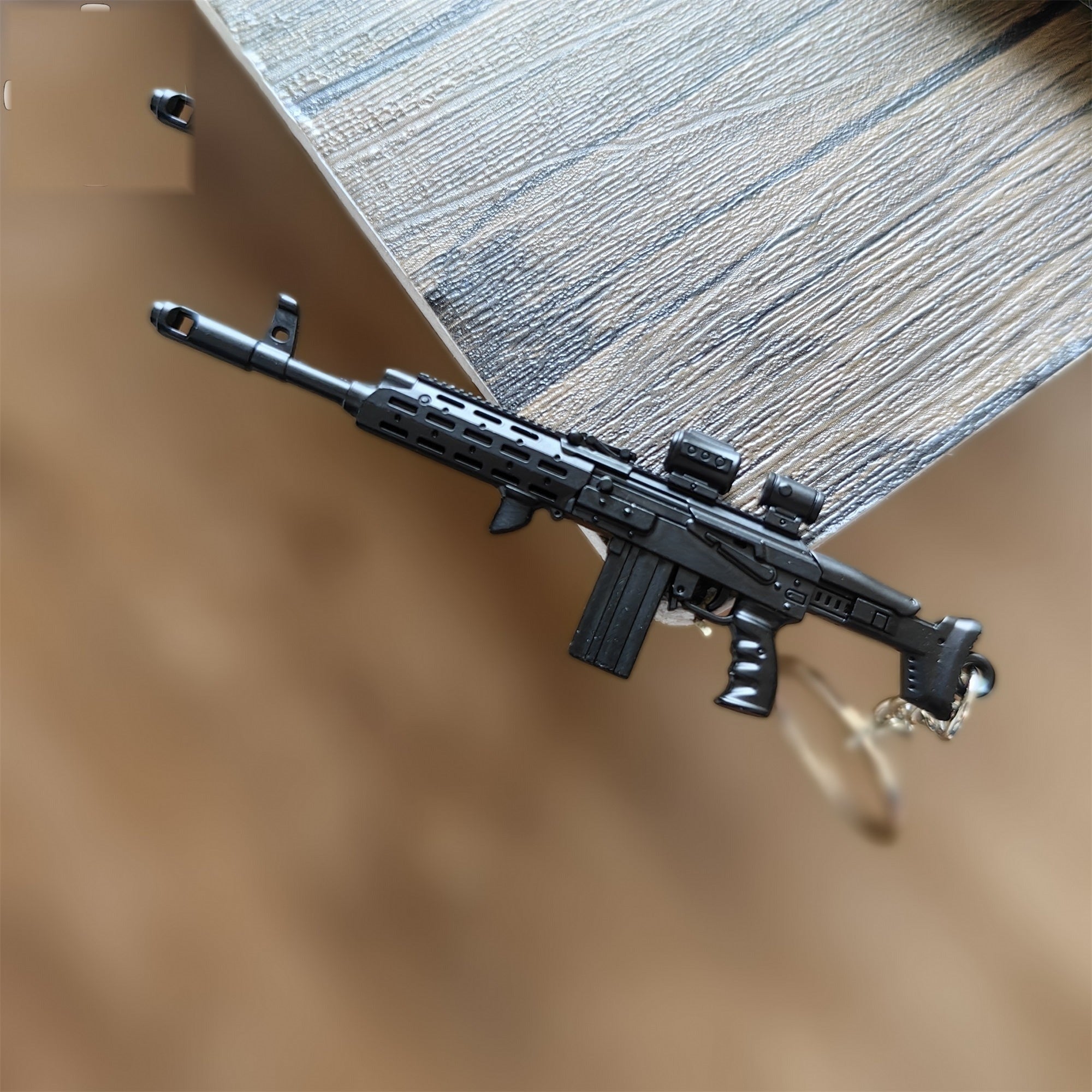 Metal AK308 Mini Gun Model Keychain Backpack Pendant