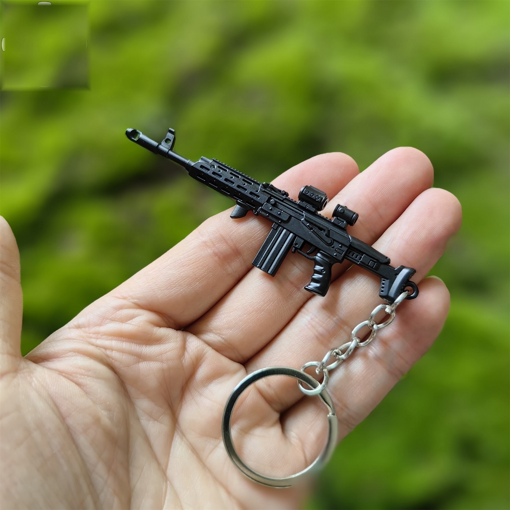 Metal AK308 Mini Gun Model Keychain Backpack Pendant