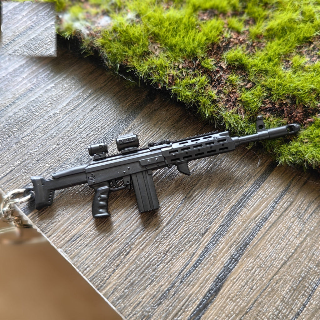 Metal AK308 Mini Gun Model Keychain Backpack Pendant