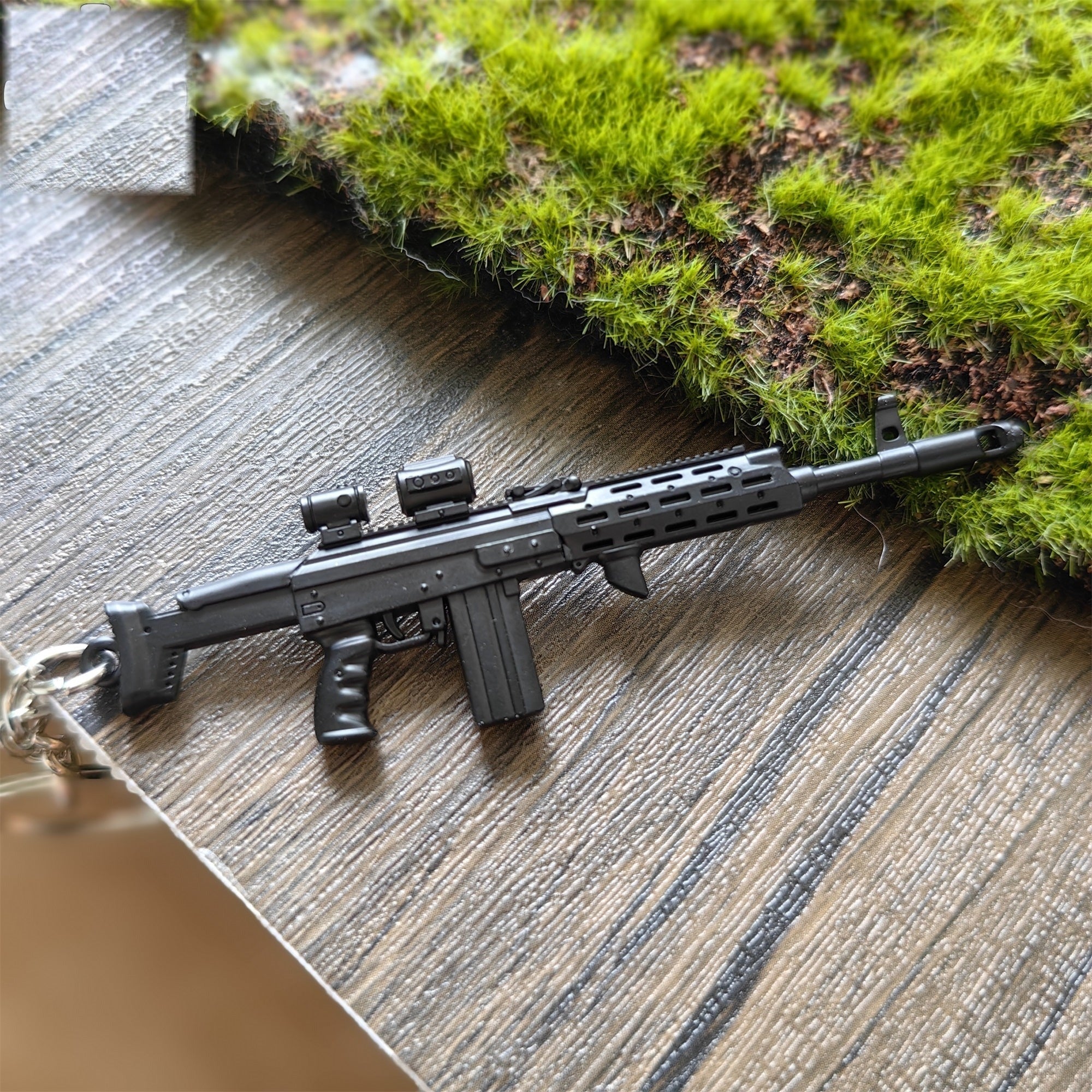 Metal AK308 Mini Gun Model Keychain Backpack Pendant