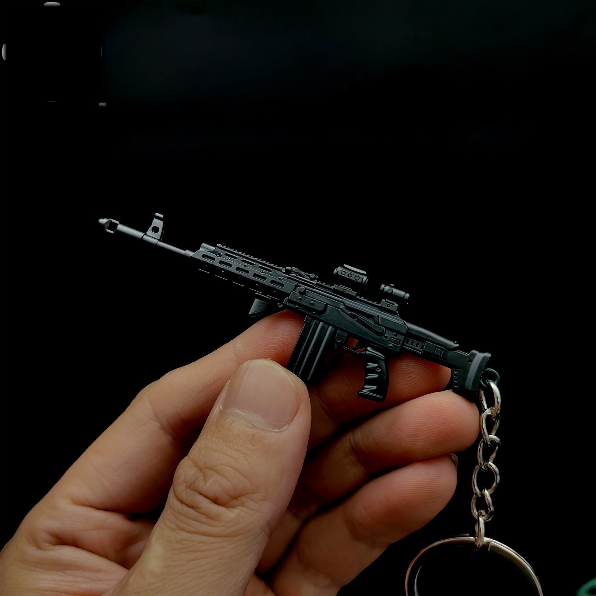 Metal AK308 Mini Gun Model Keychain Backpack Pendant