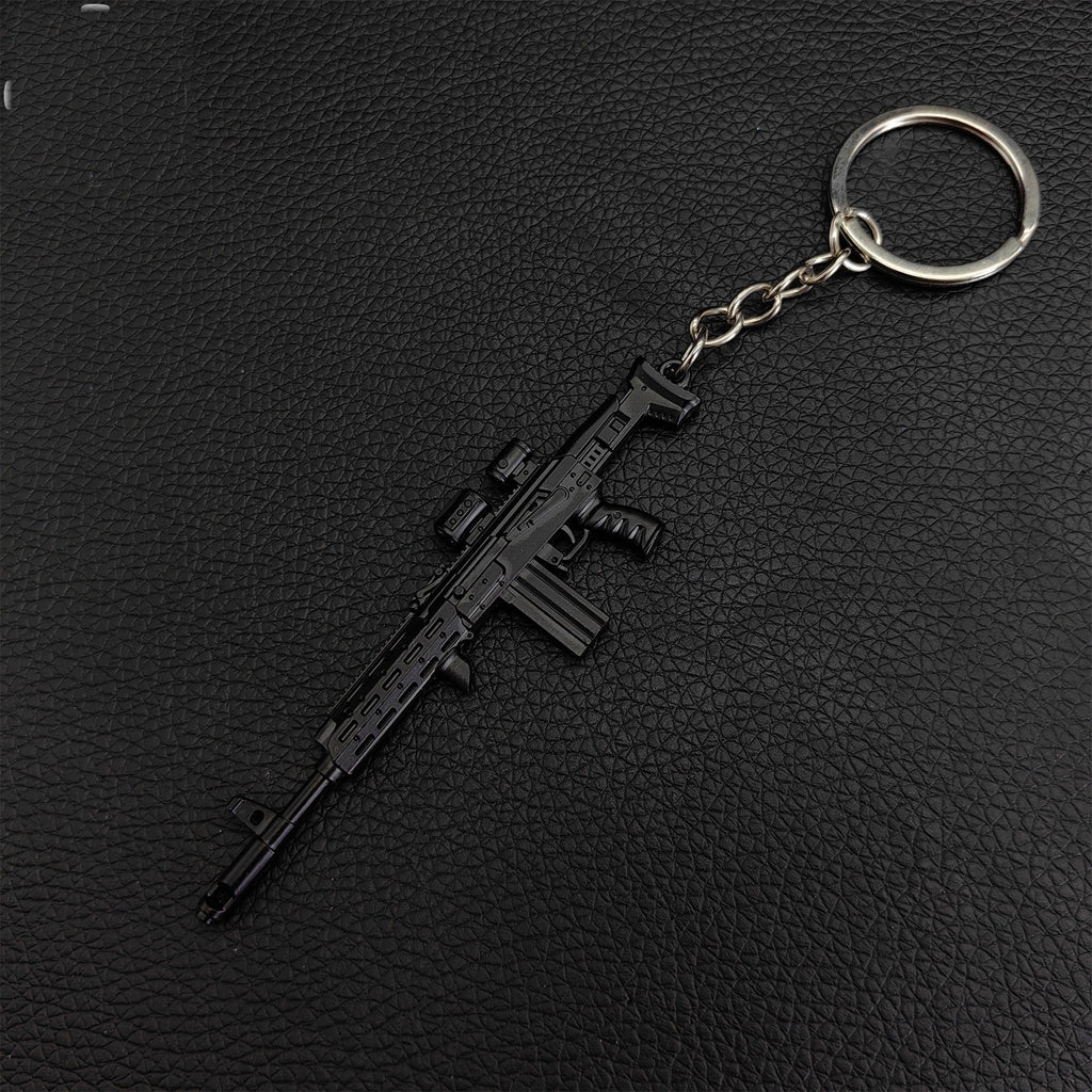 Metal AK308 Mini Gun Model Keychain Backpack Pendant