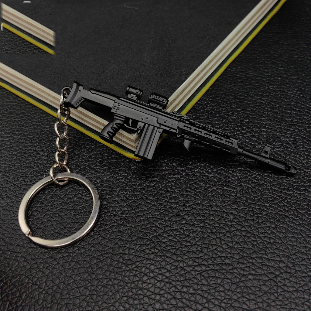 Metal AK308 Mini Gun Model Keychain Backpack Pendant