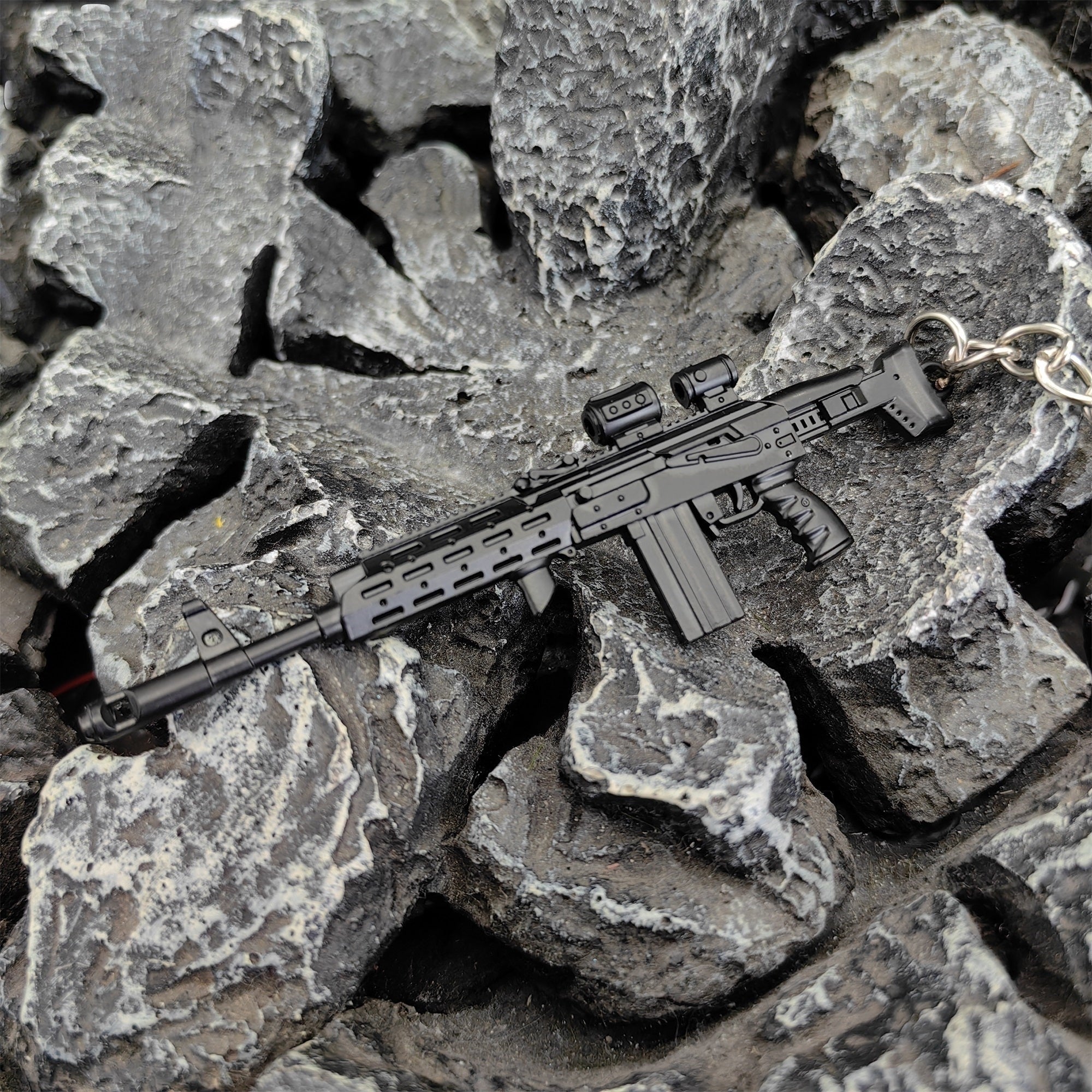 Metal AK308 Mini Gun Model Keychain Backpack Pendant