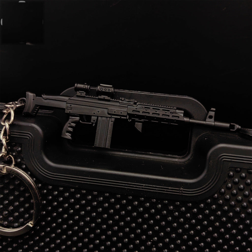 Metal AK308 Mini Gun Model Keychain Backpack Pendant