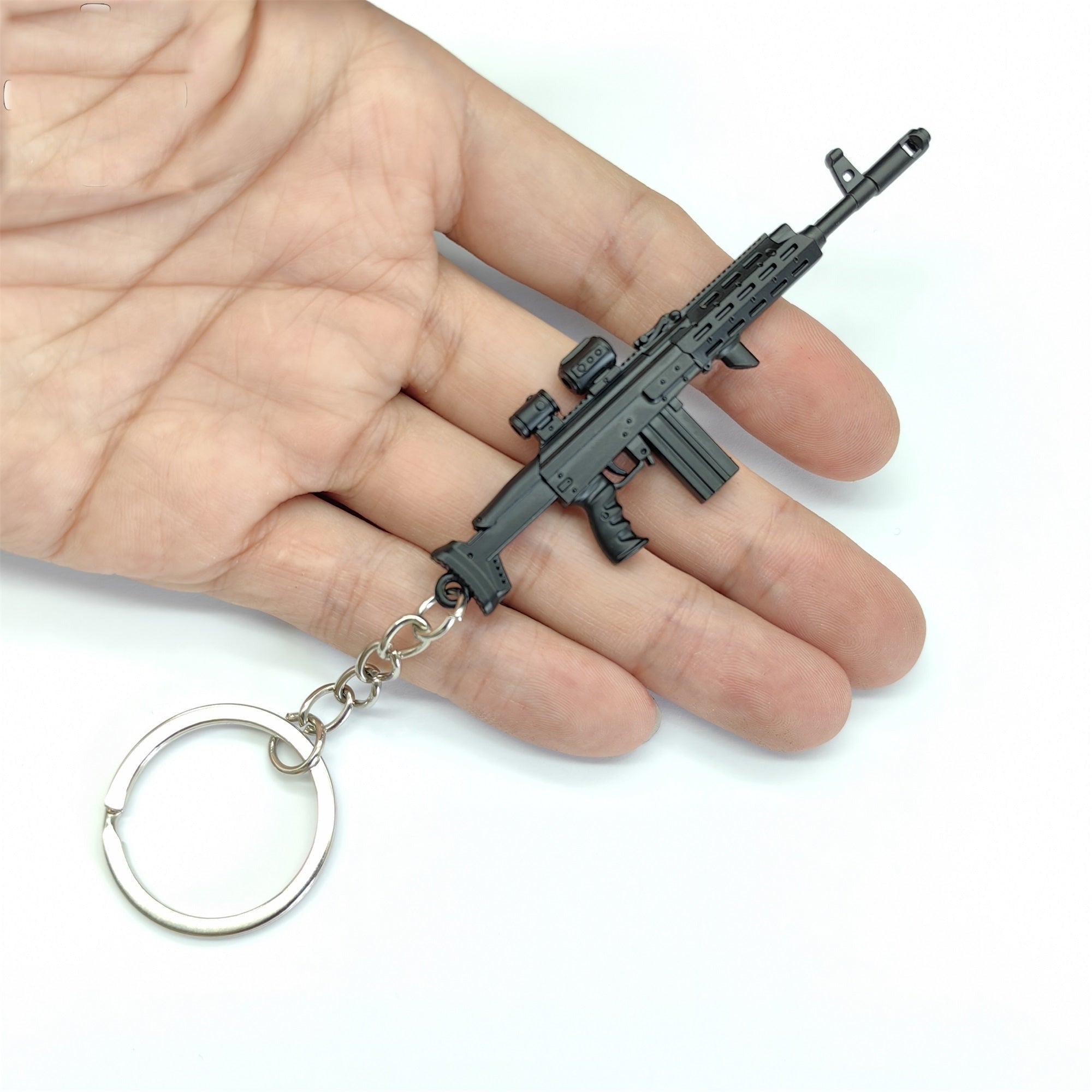 Metal AK308 Mini Gun Model Keychain Backpack Pendant