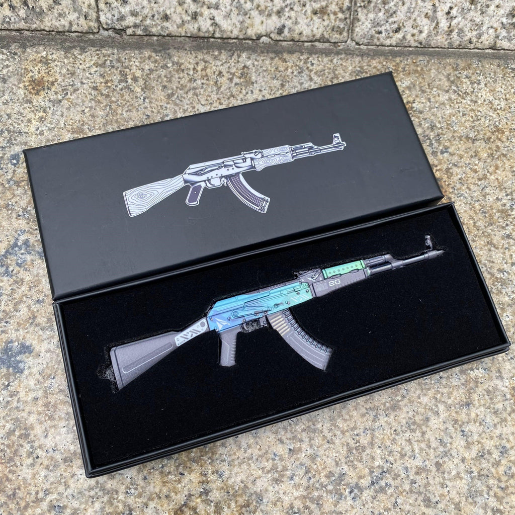 Tiny CS2 AK47 Ice Coaled Gun Miniature Metal Replica For Display