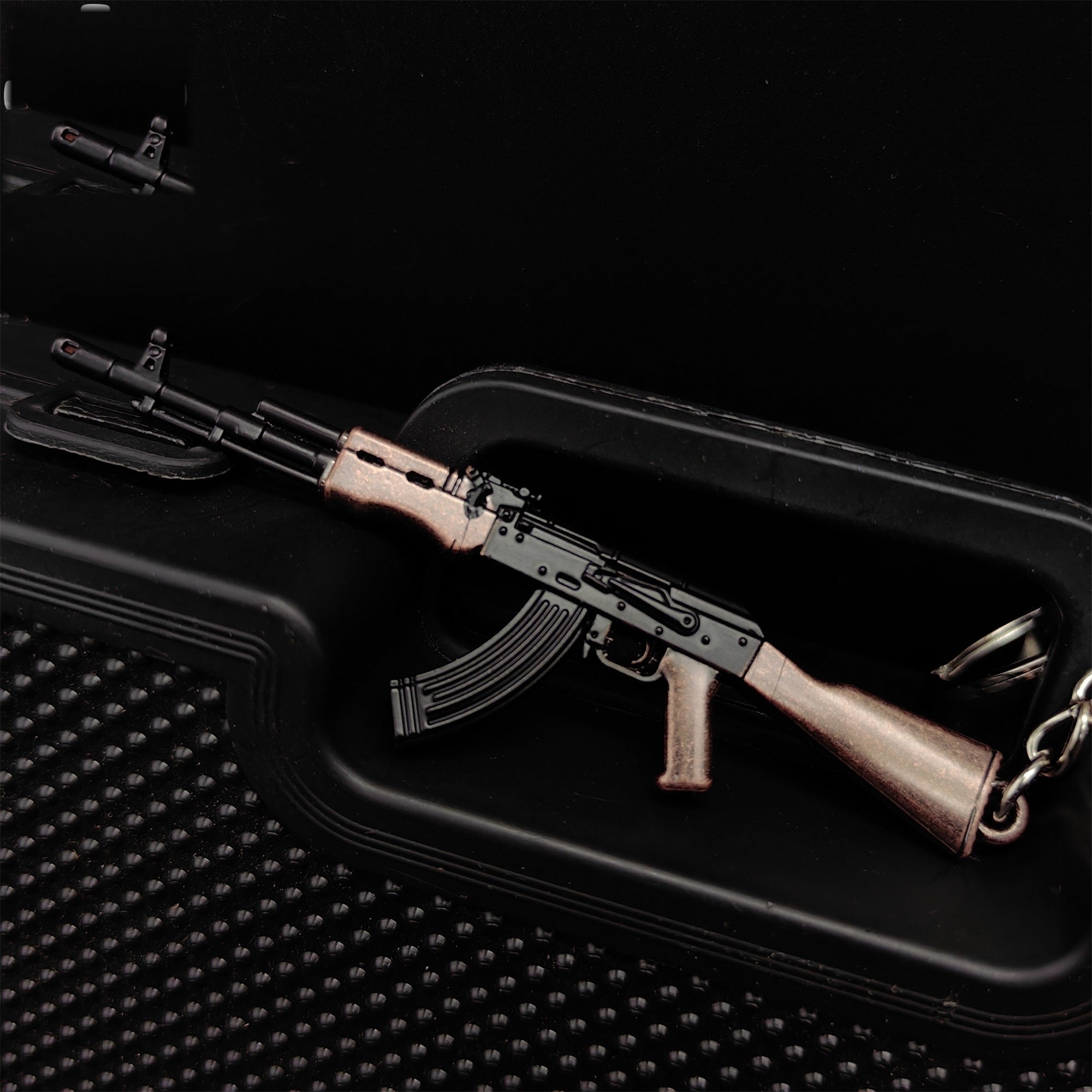 Tiny AK-47 Soviet Assault Rifle Model Metal Keychain