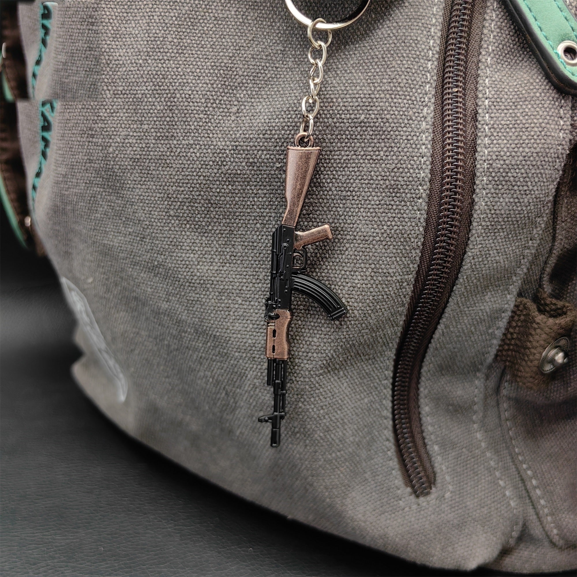 Tiny AK-47 Soviet Assault Rifle Model Metal Keychain