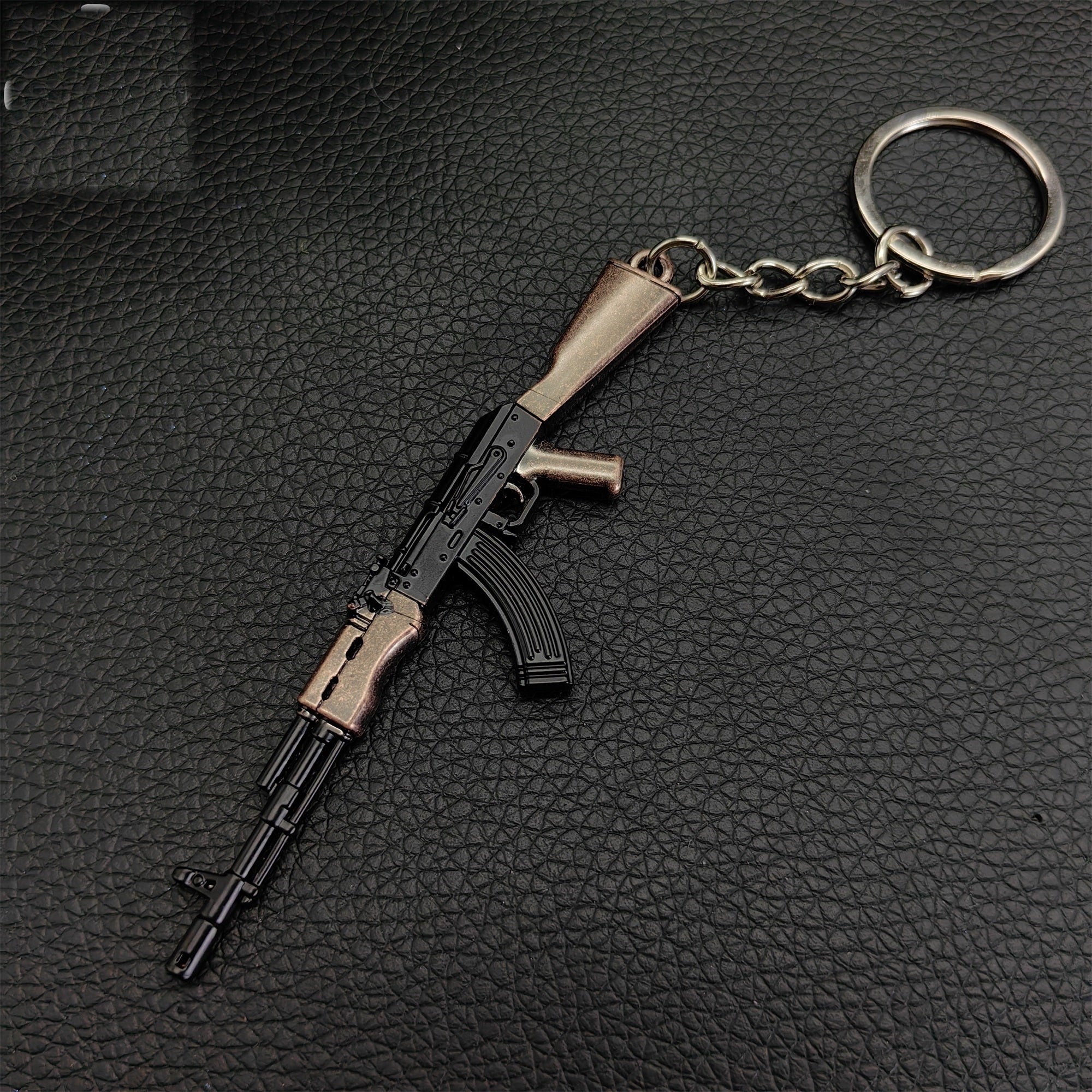 Tiny AK-47 Soviet Assault Rifle Model Metal Keychain