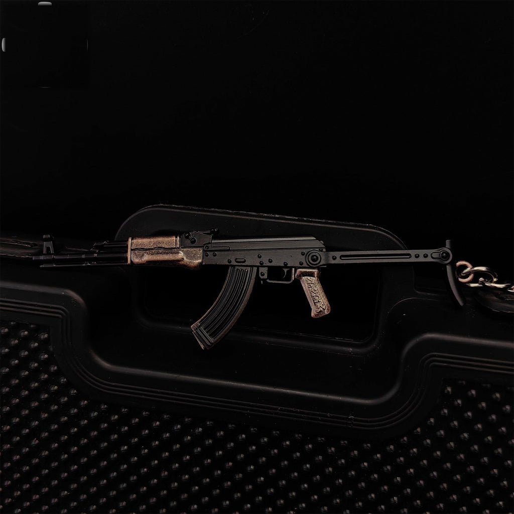 Tiny AKS-47 Assault Rifle Model Metal Keychain