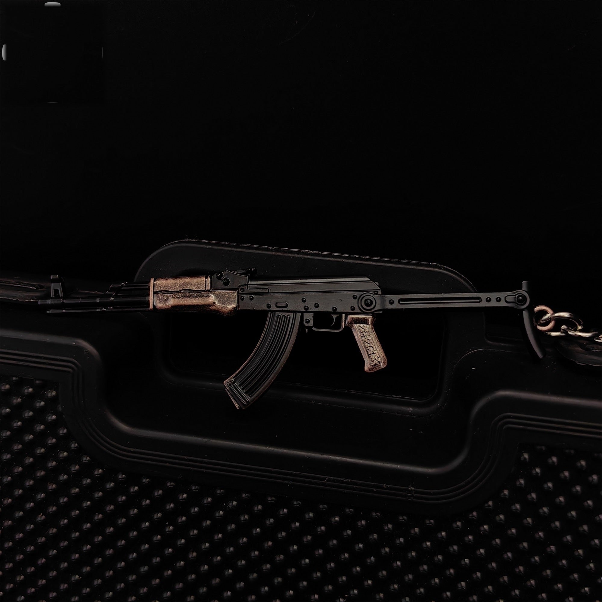 Tiny AKS-47 Assault Rifle Model Metal Keychain
