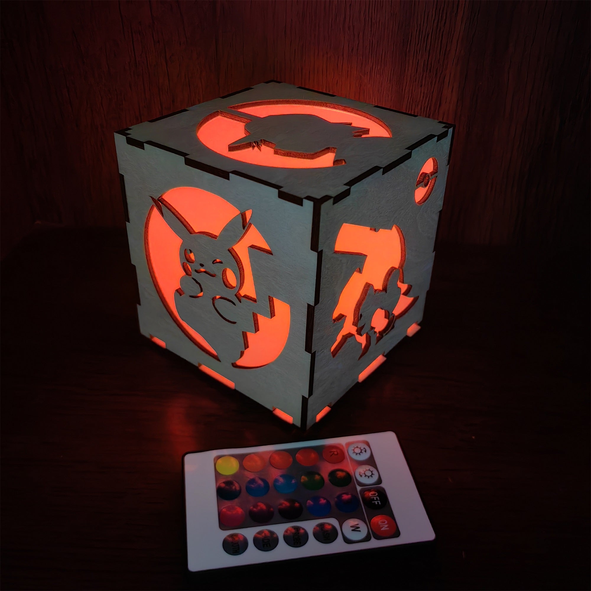 Anime Cute Pet Inspired Wood Cube Light Desk Decor