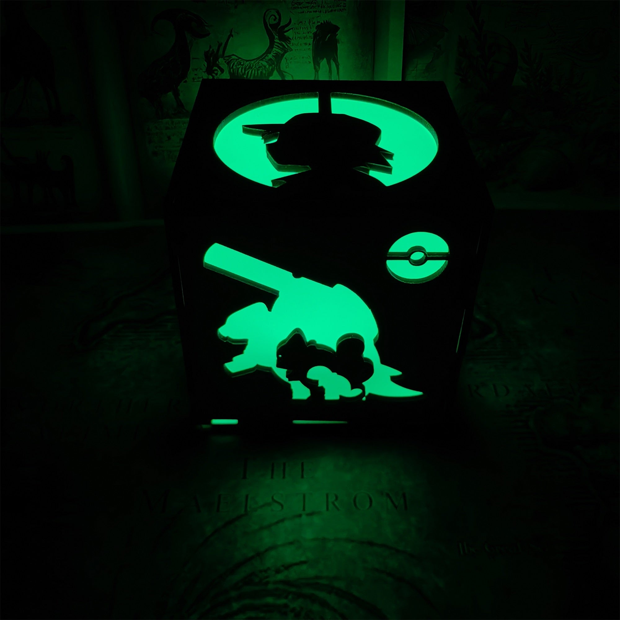 Anime Cute Pet Inspired Wood Cube Light Desk Decor