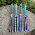 Stainless Steel Blunt Blade Rainbow Color Sword Head Comb Balisong Training Knife EDC