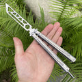 Stainless Steel Sword Comb Head Blunt Blade Balisong Butterfly Knife Trainer