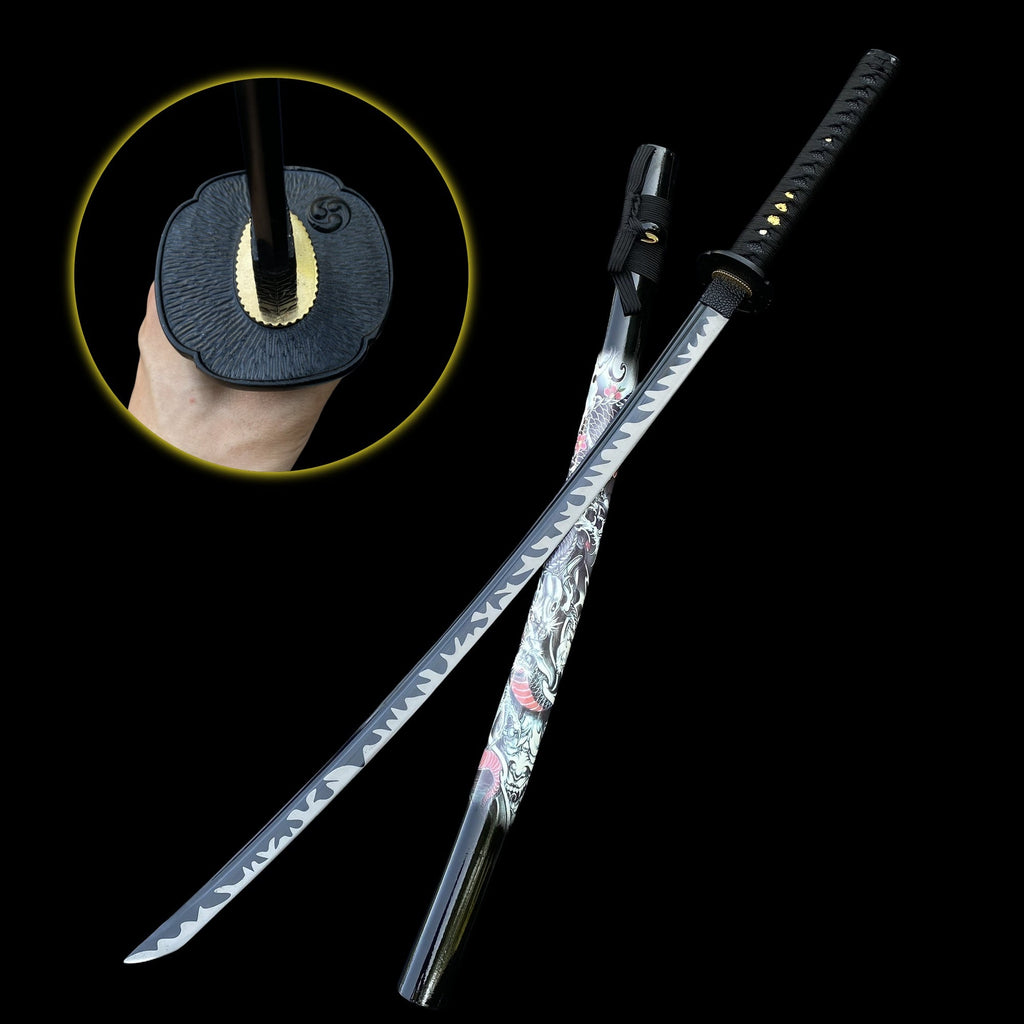 Black Dragon Katana Carbon Steel Samurai Sword