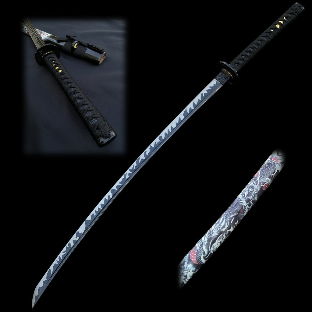 Black Dragon Katana Carbon Steel Samurai Sword
