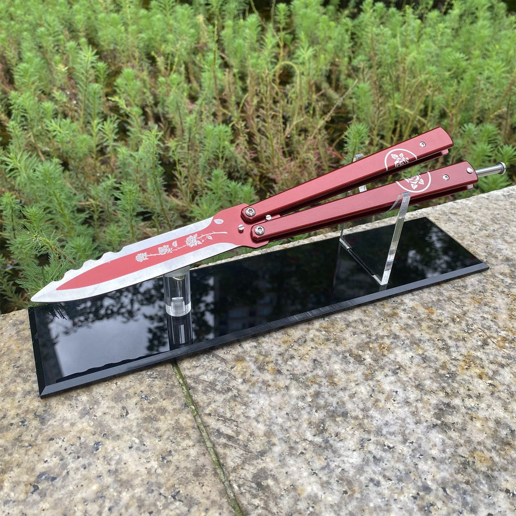 TF2 Black Rose Balisong Black Rose Butterfly Knife Replica IRL
