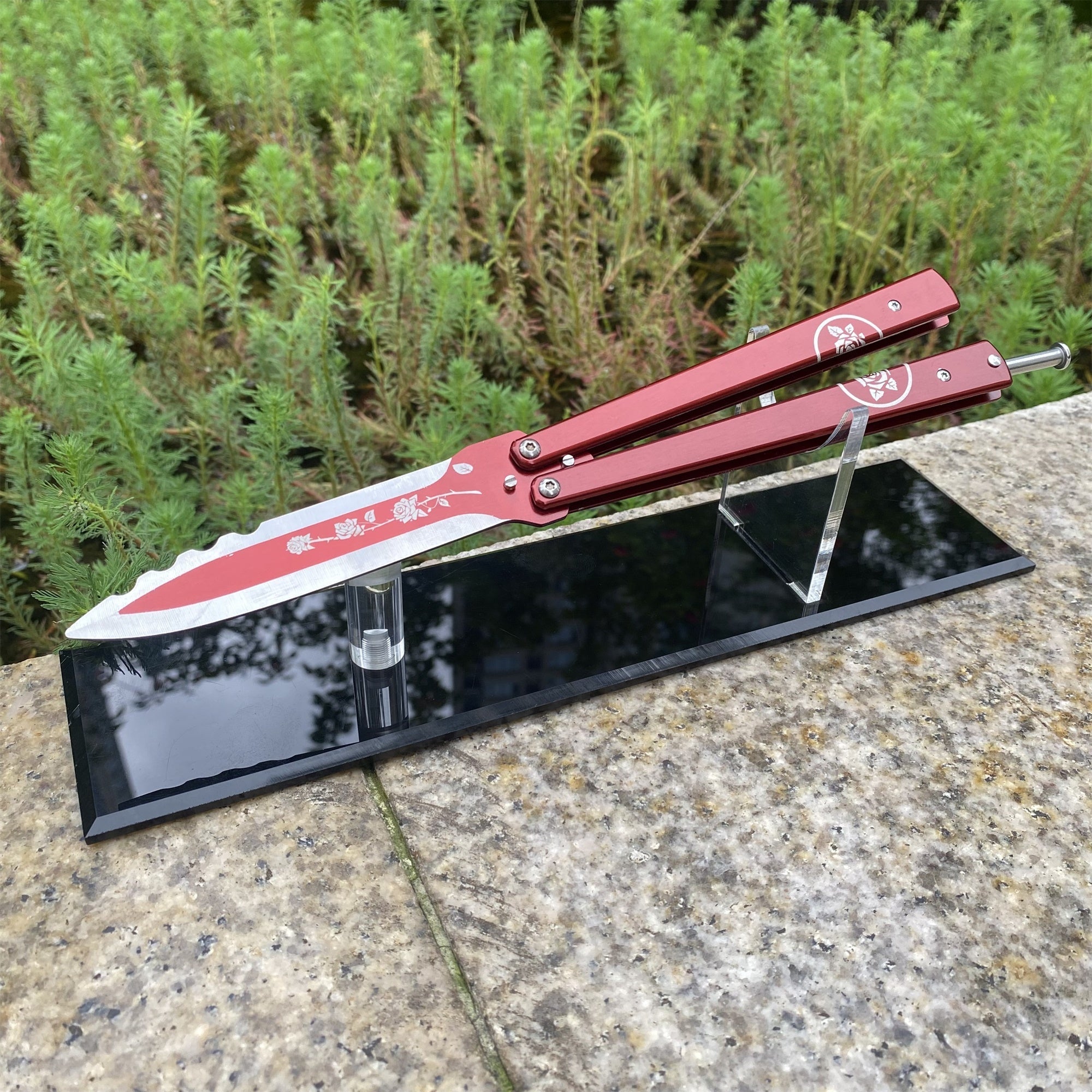 TF2 Black Rose Balisong Black Rose Butterfly Knife Replica IRL