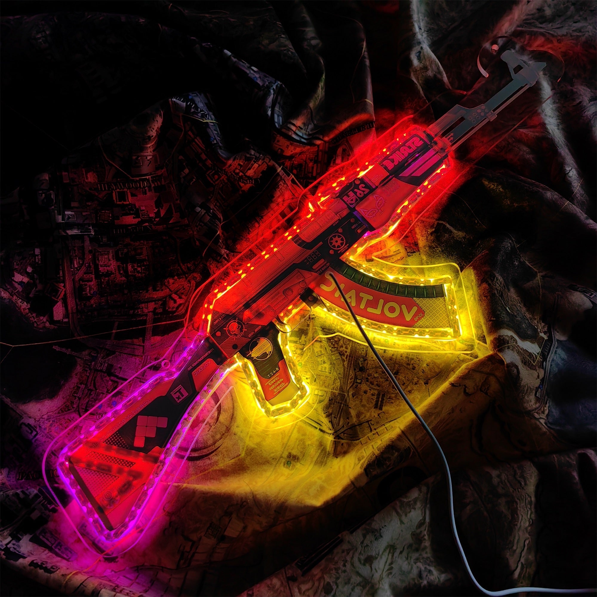 AK47 Bloodsport 3D Colorful Night Lamp Wall Decor