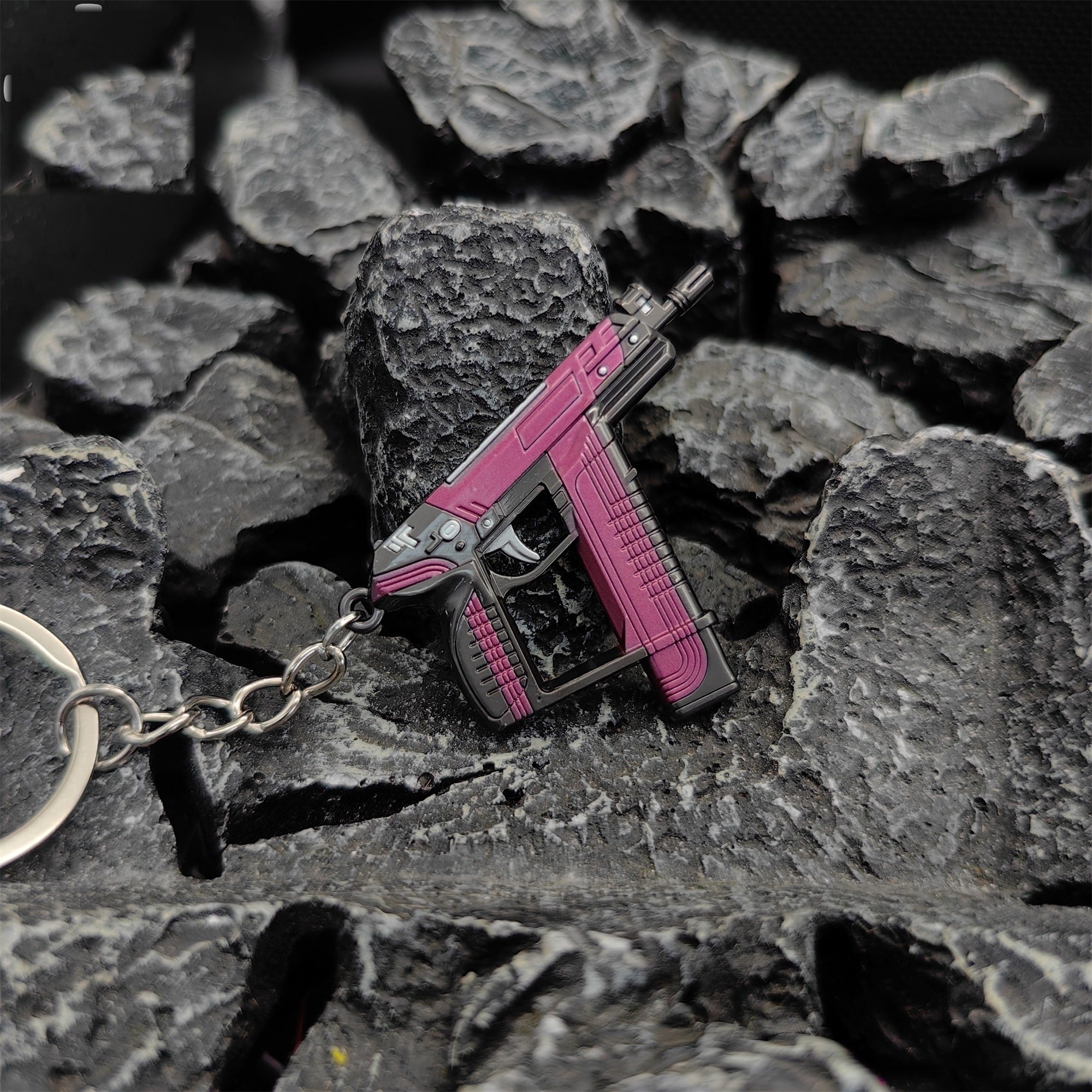 Mini Blush Frenzy Gun Metal Keychain