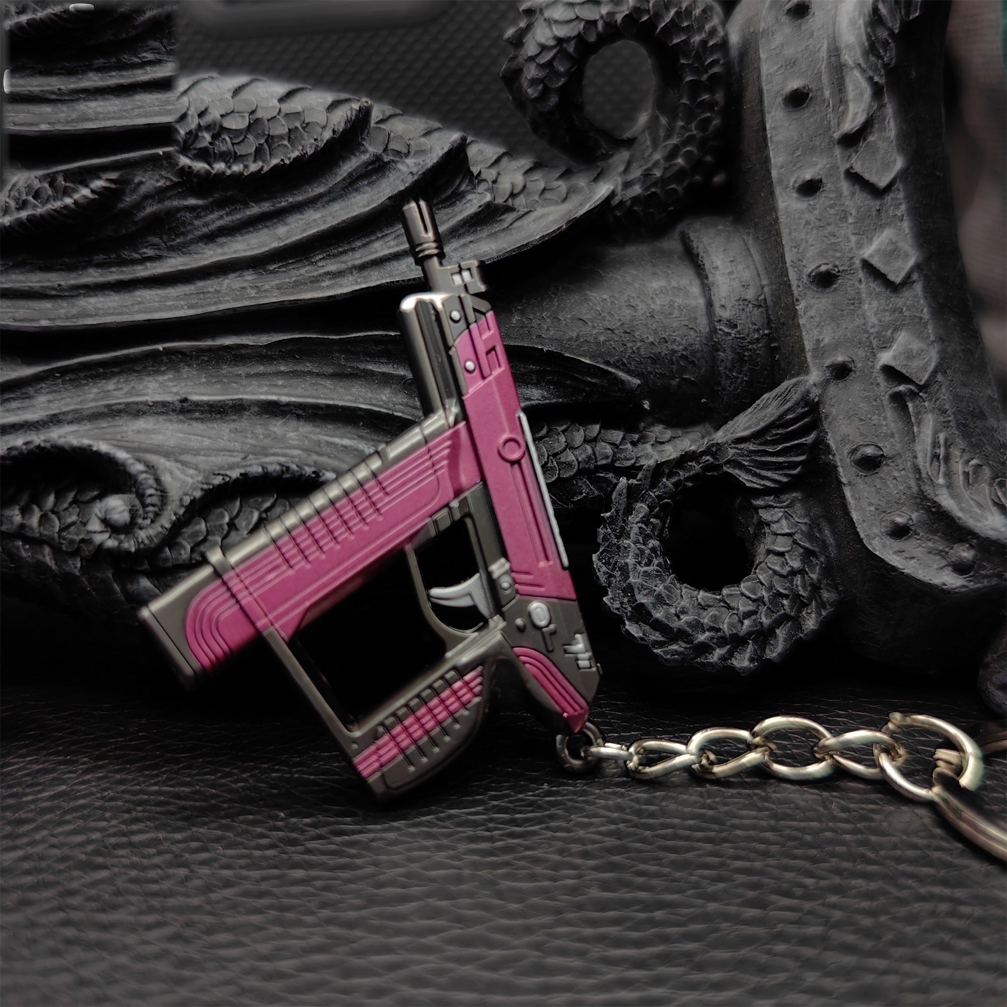 Mini Blush Frenzy Gun Metal Keychain
