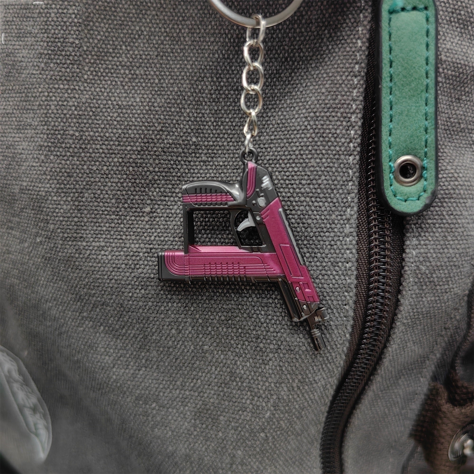 Mini Blush Frenzy Gun Metal Keychain