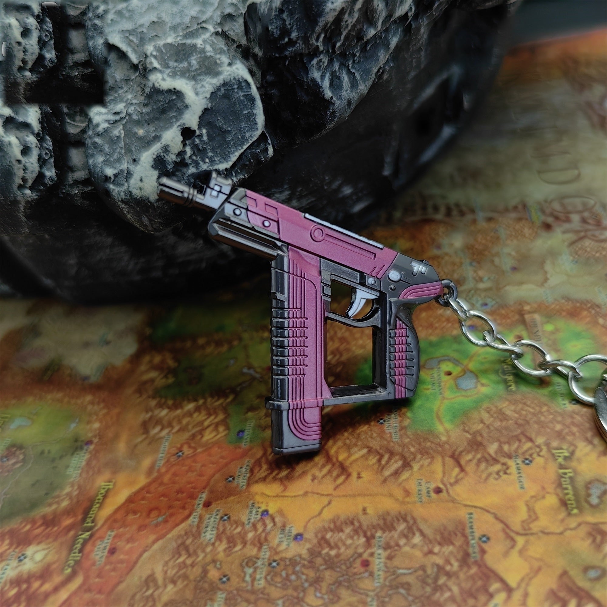 Mini Blush Frenzy Gun Metal Keychain