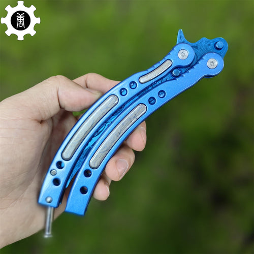 Balisong Métal Cartel Bleu – Couteau Papillon de Collection