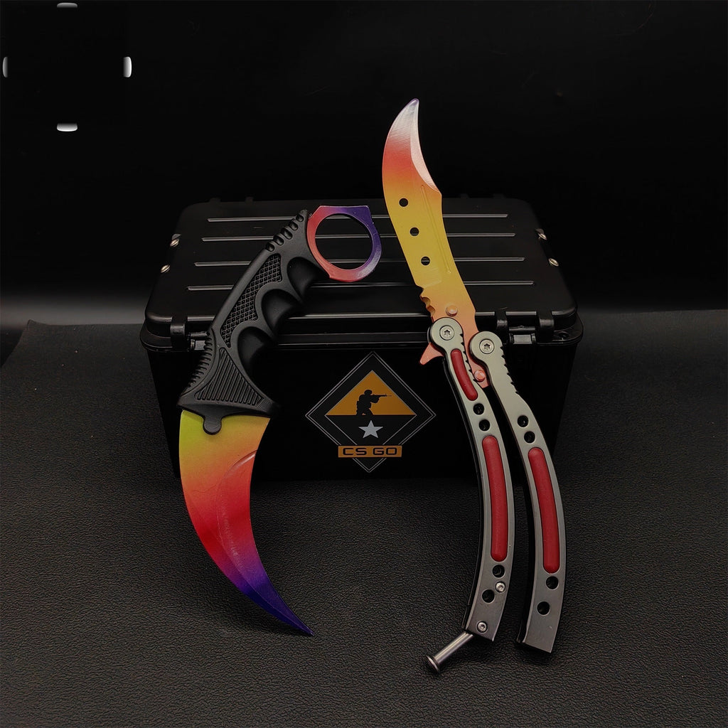 Fade Karambit & Balisong Trainer Weapon Case Blunt Blade Props