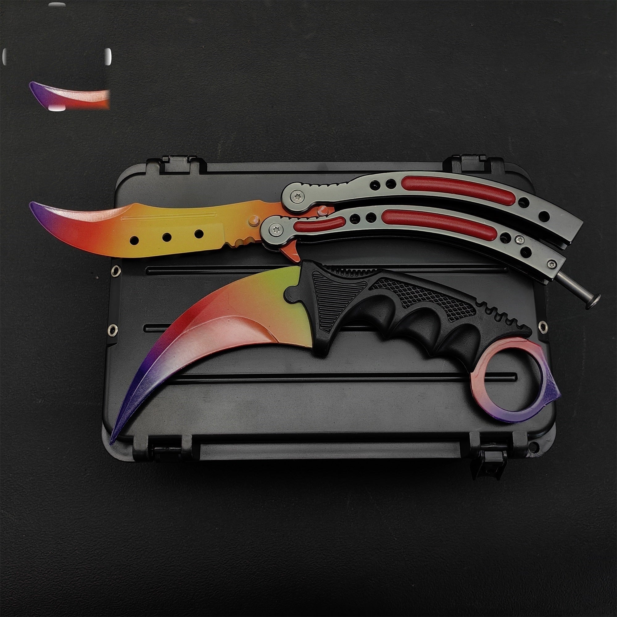 Fade Karambit & Balisong Trainer Weapon Case Blunt Blade Props