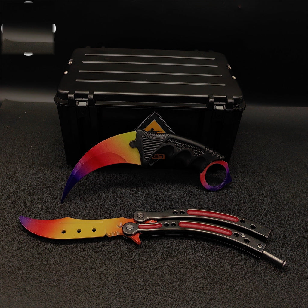 Fade Karambit & Balisong Trainer Weapon Case Blunt Blade Props