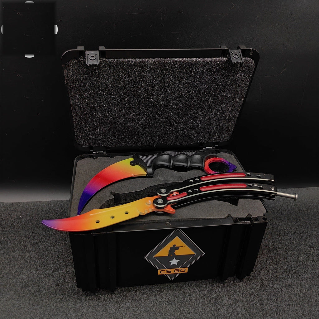 Fade Karambit & Balisong Trainer Weapon Case Blunt Blade Props