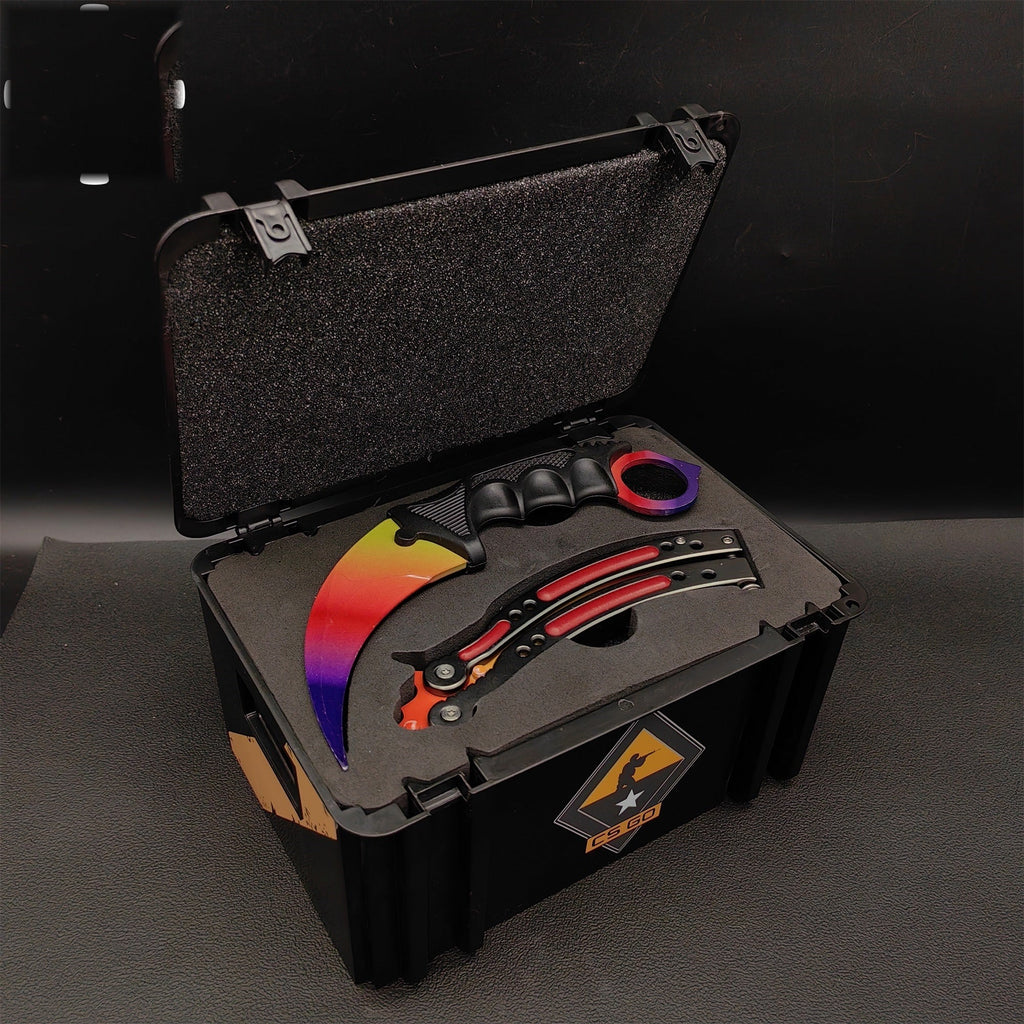 Fade Karambit & Balisong Trainer Weapon Case Blunt Blade Props