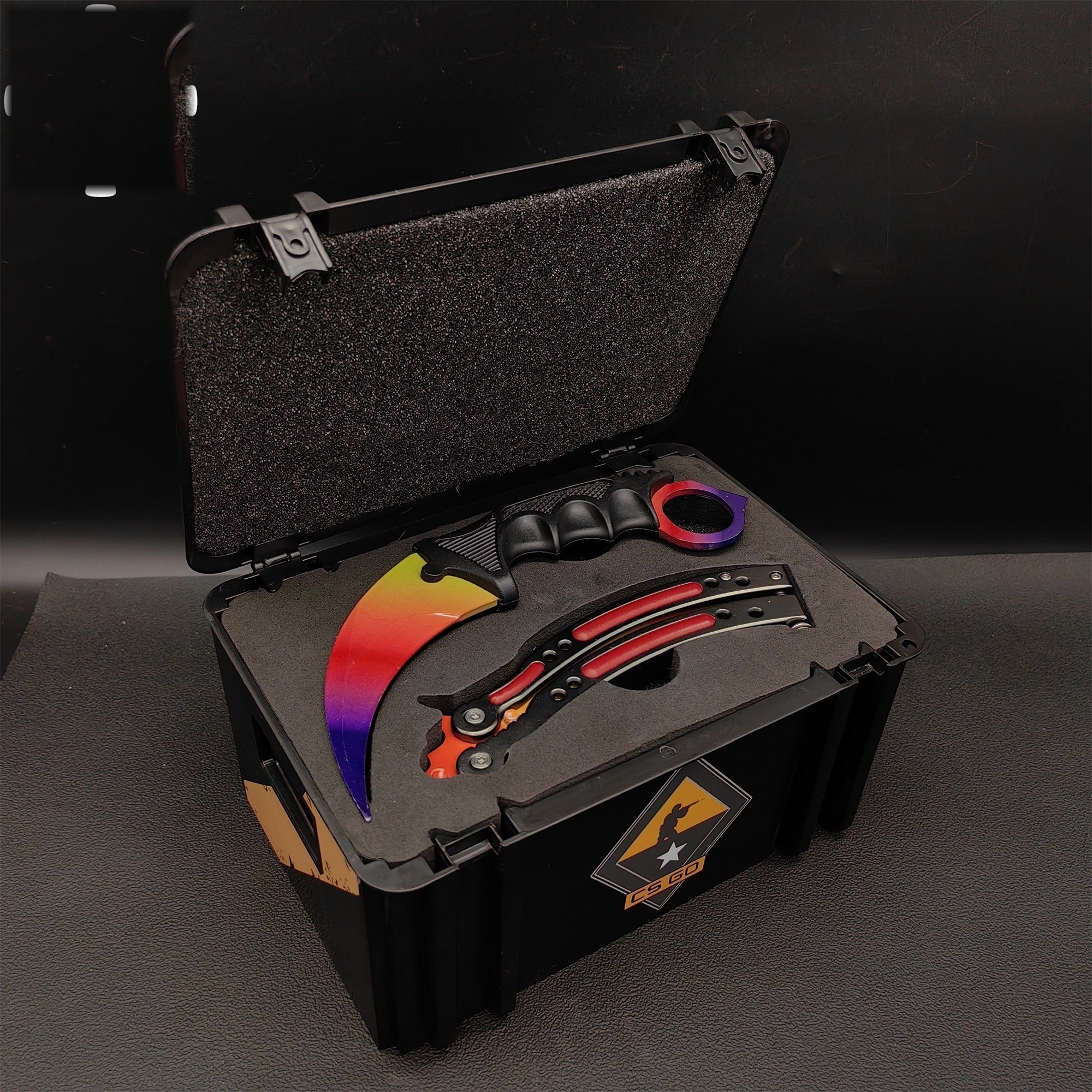 Fade Karambit & Balisong Trainer Weapon Case Blunt Blade Props