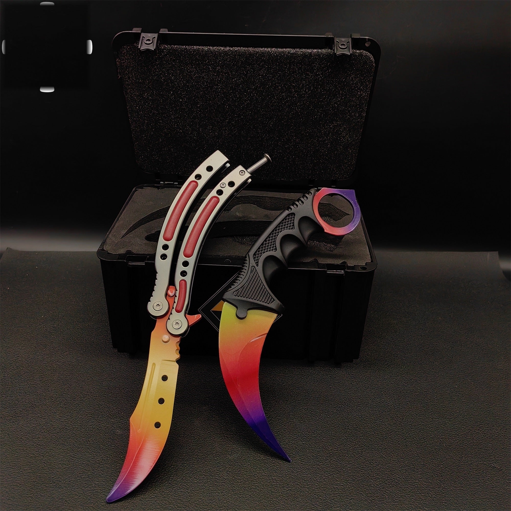 Fade Karambit & Balisong Trainer Weapon Case Blunt Blade Props