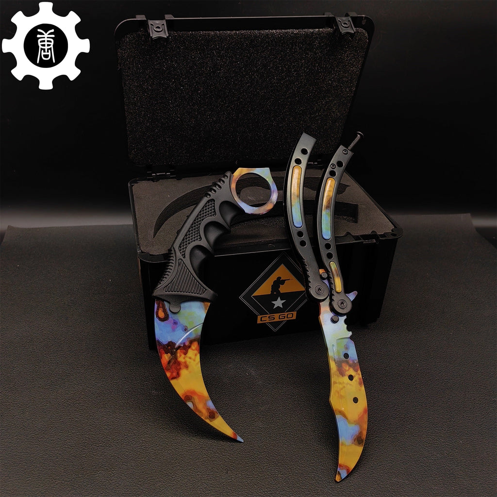 Case Hardened Blunt Blade Karambit & Butterfly Knife Weapon Case