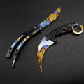 Case Hardened Blunt Blade Karambit Trainer & Balisong Butterfly Knife Trainer 2 in 1 Pack Gift Box